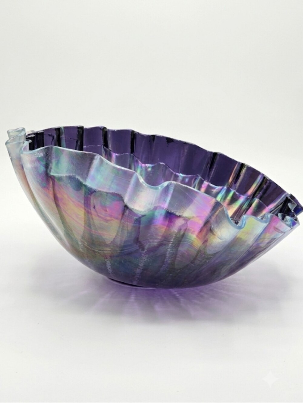 Vintage Fenton Amethyst Carnival Glass Double Ruffle Master Bowl